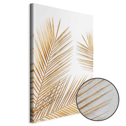 Leinwandbild - Golden Palm Leaves (1 Part) Vertical