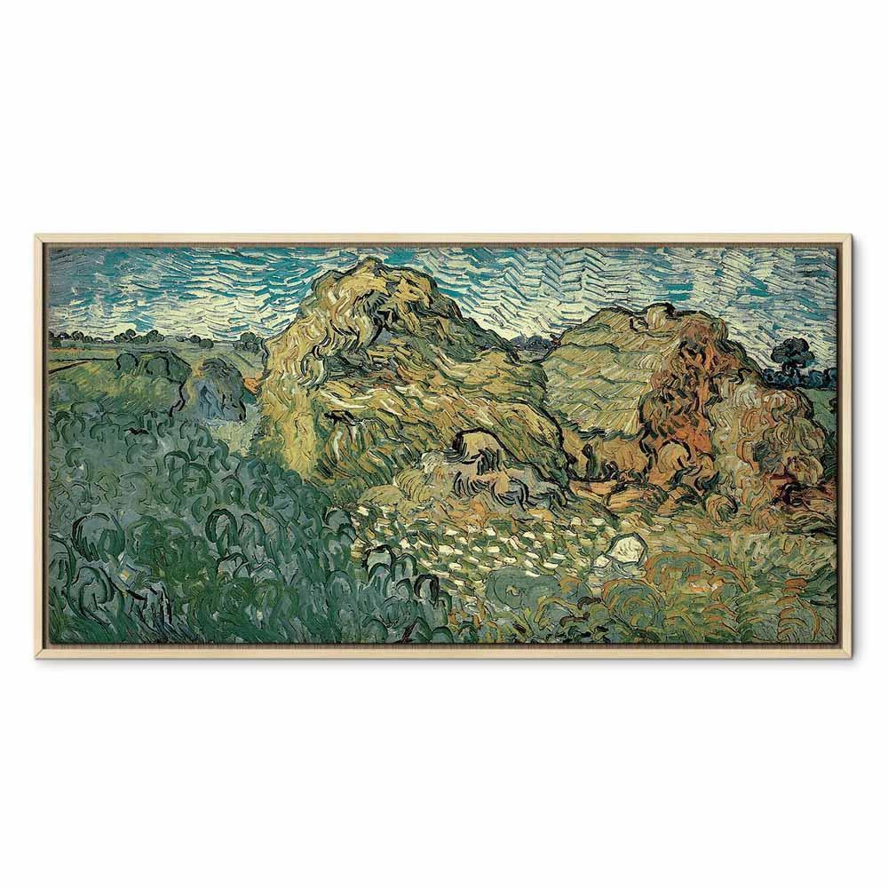 Leinwandbild - Vincent Van Gogh – Field with Wheat Stacks