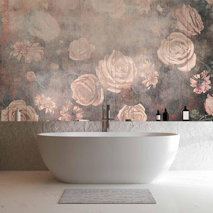 Fototapete - Misty nature - orange flowers on a non-uniformly textured background