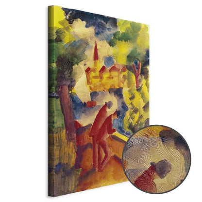 Leinwandbild - August Macke – Men on the Road by the Lake