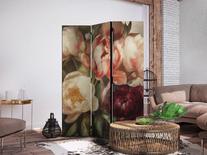 Paravent - Blooming Peonies - Charismatic Flowers Bathed in Sunlight Artgeist