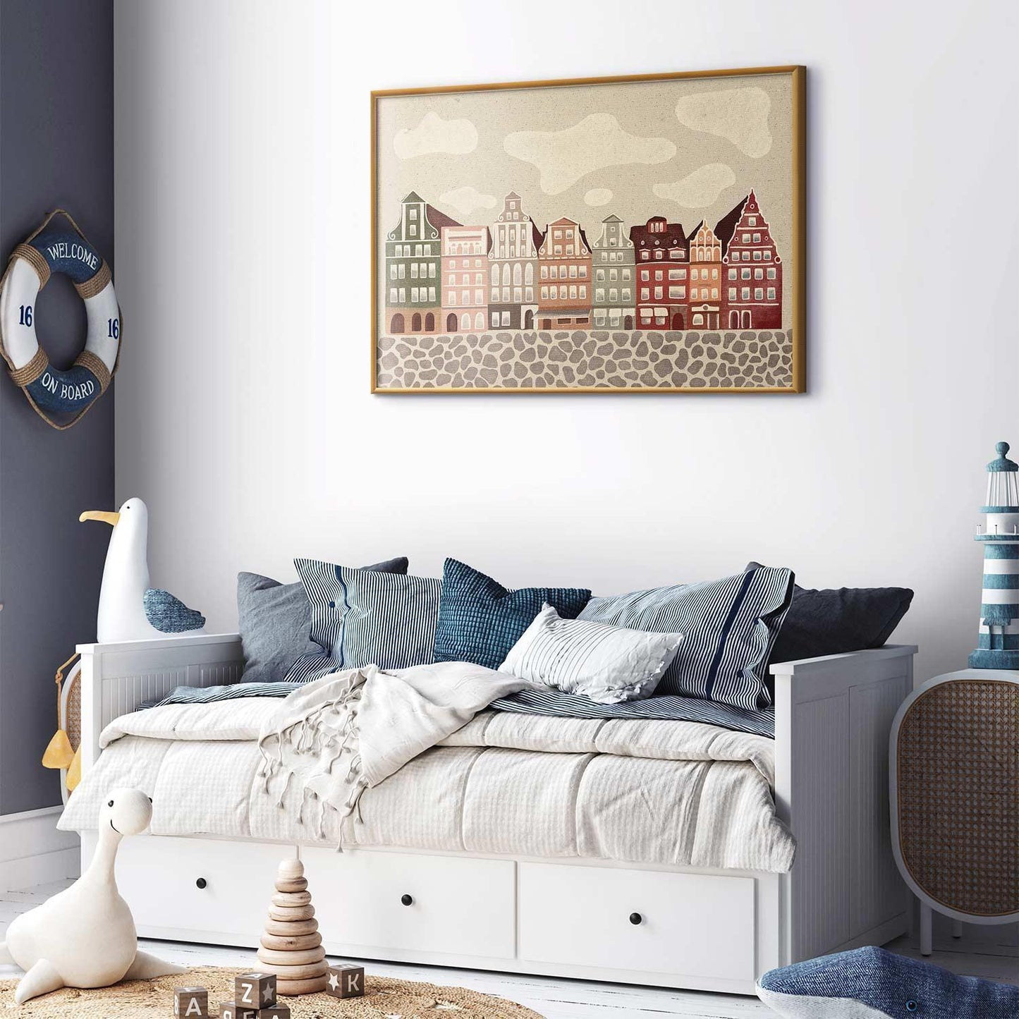 Poster - Colorful Facades - Historic Wrocław Tenement Houses Against the Sky and Cobblestone Street