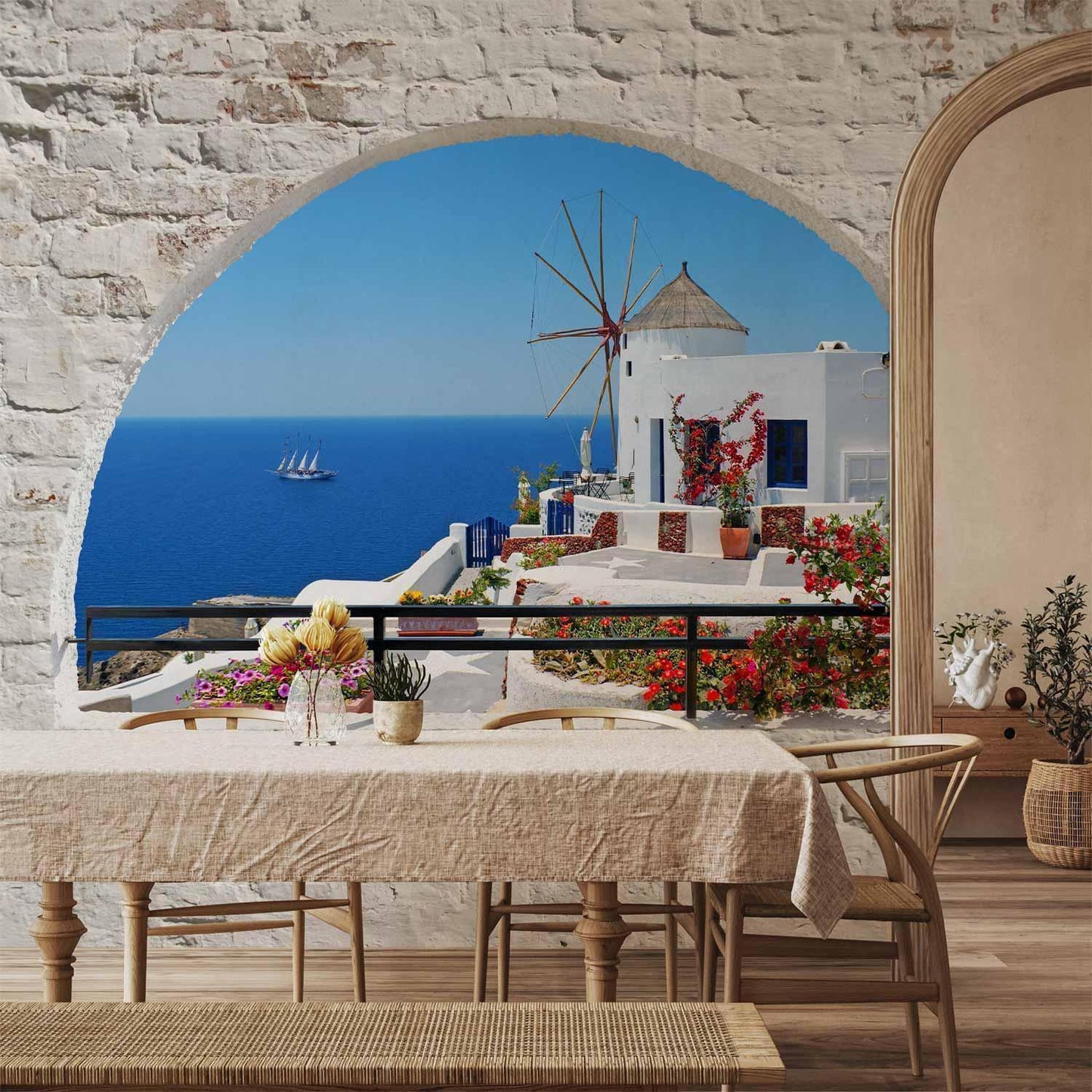 Fototapete „Sommer in Santorini“ – Mediterranes Flair mit Meerblick
