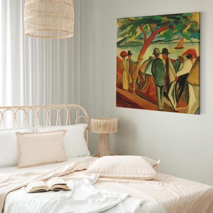 Leinwandbild - August Macke – Spaziergänger am See