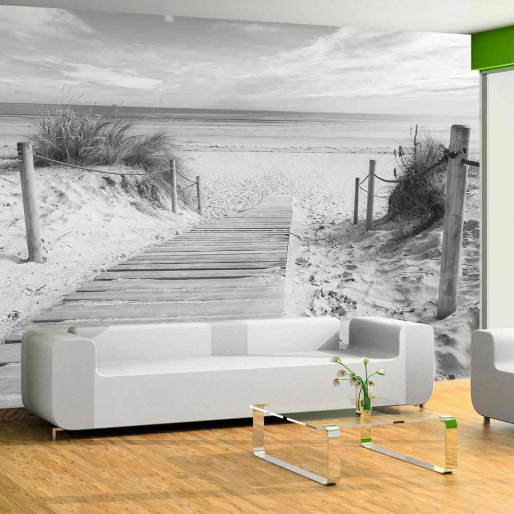 Fototapete - On the beach - black and white Artgeist