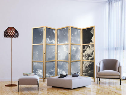 Japanischer Paravent - Astral Calm: Stars Scattered Over Delicate Clouds Artgeist