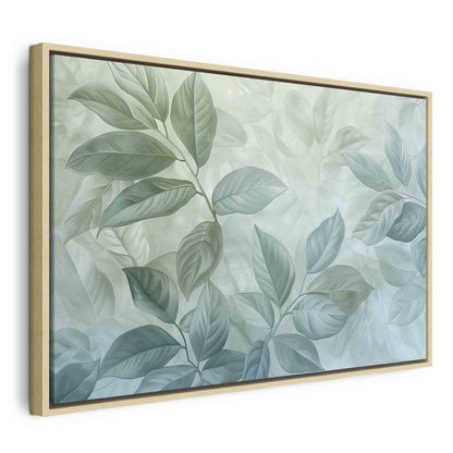 Leinwandbild - Large Leaves in Shades of Green-Mint: Botanical Motif