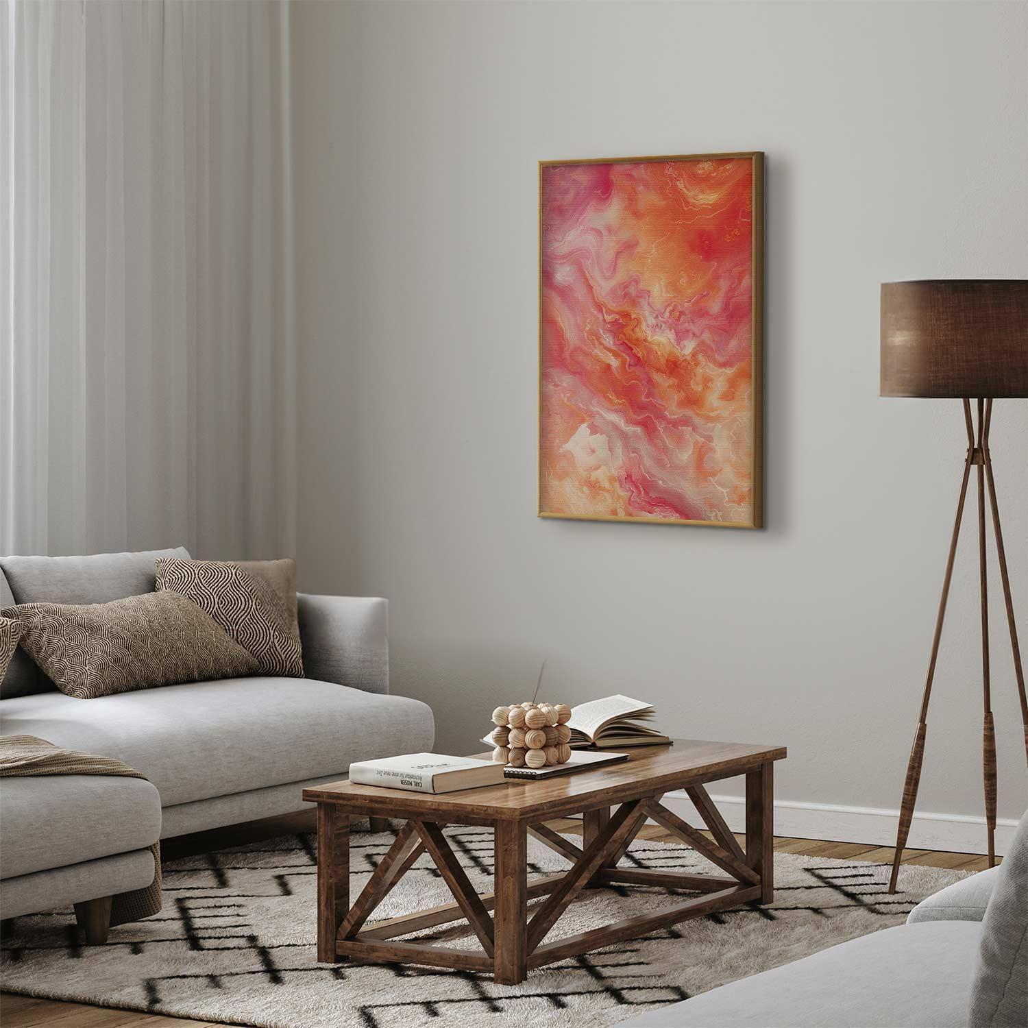 Poster - Fiery Colors - dynamic shapes in fire and pink tones Artgeist