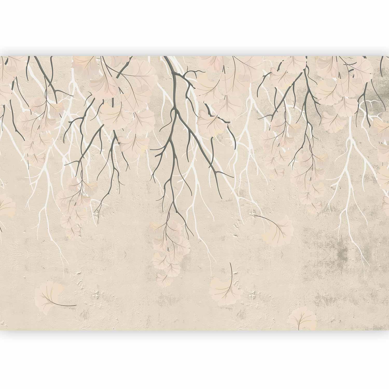 Fototapete - Abstract falling leaves - subtle nature motif with branches Artgeist