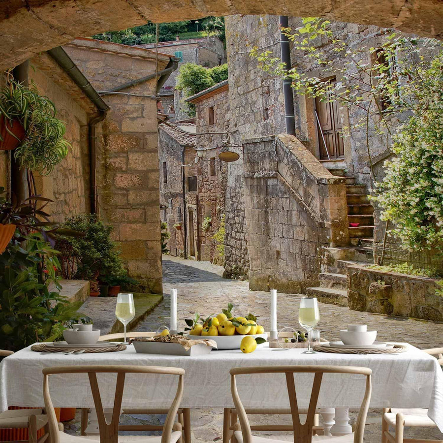 Mediterrane Fototapete mit historischem Flair für Wohnzimmer

