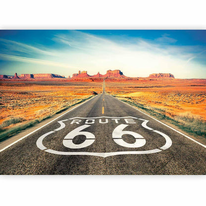 Fototapete mit amerikanischer Landstraße und Kultsymbolik

