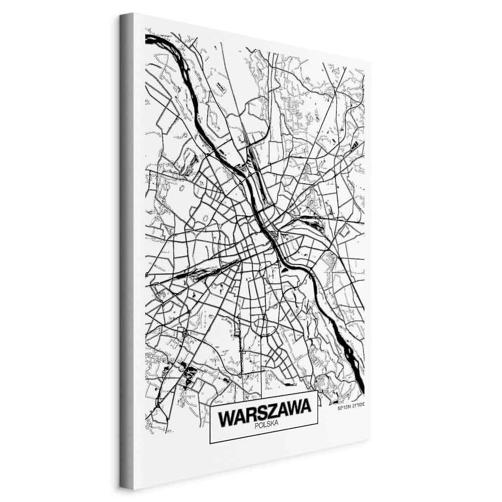 Leinwandbild - City Plan: Warszawa (1 Part) Vertical