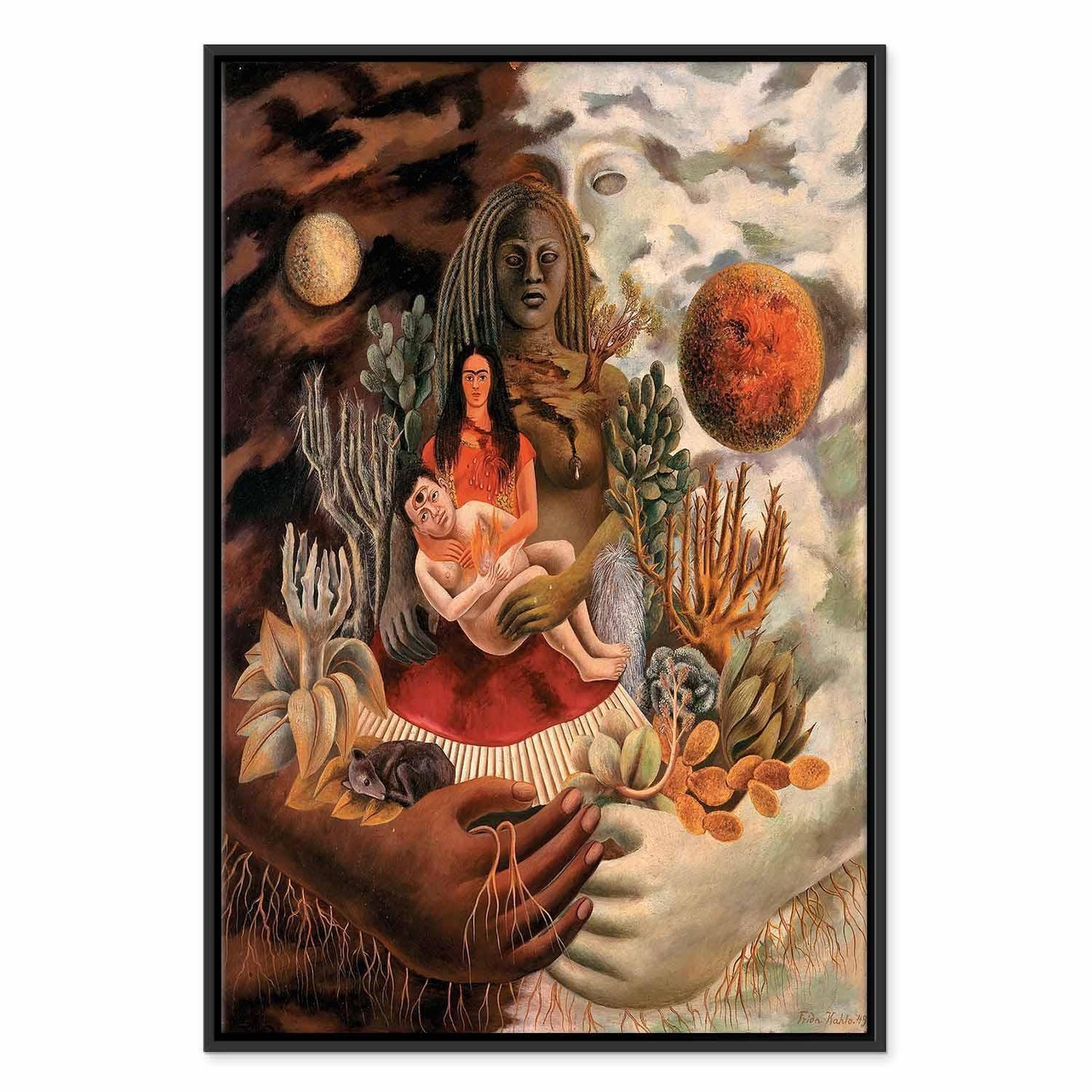 Leinwandbild - Frida Kahlo – The Love Embrace of the Universe, the Earth (Mexico), Myself, Diego, and Señor Xolotl