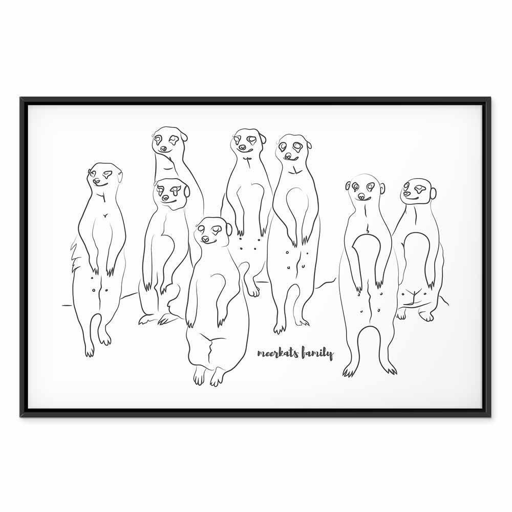 Leinwandbild - Animal Patrol (1-part) - Meerkats on Black and White Background