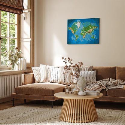 Malen nach Zahlen - World Map (Blue & Green)