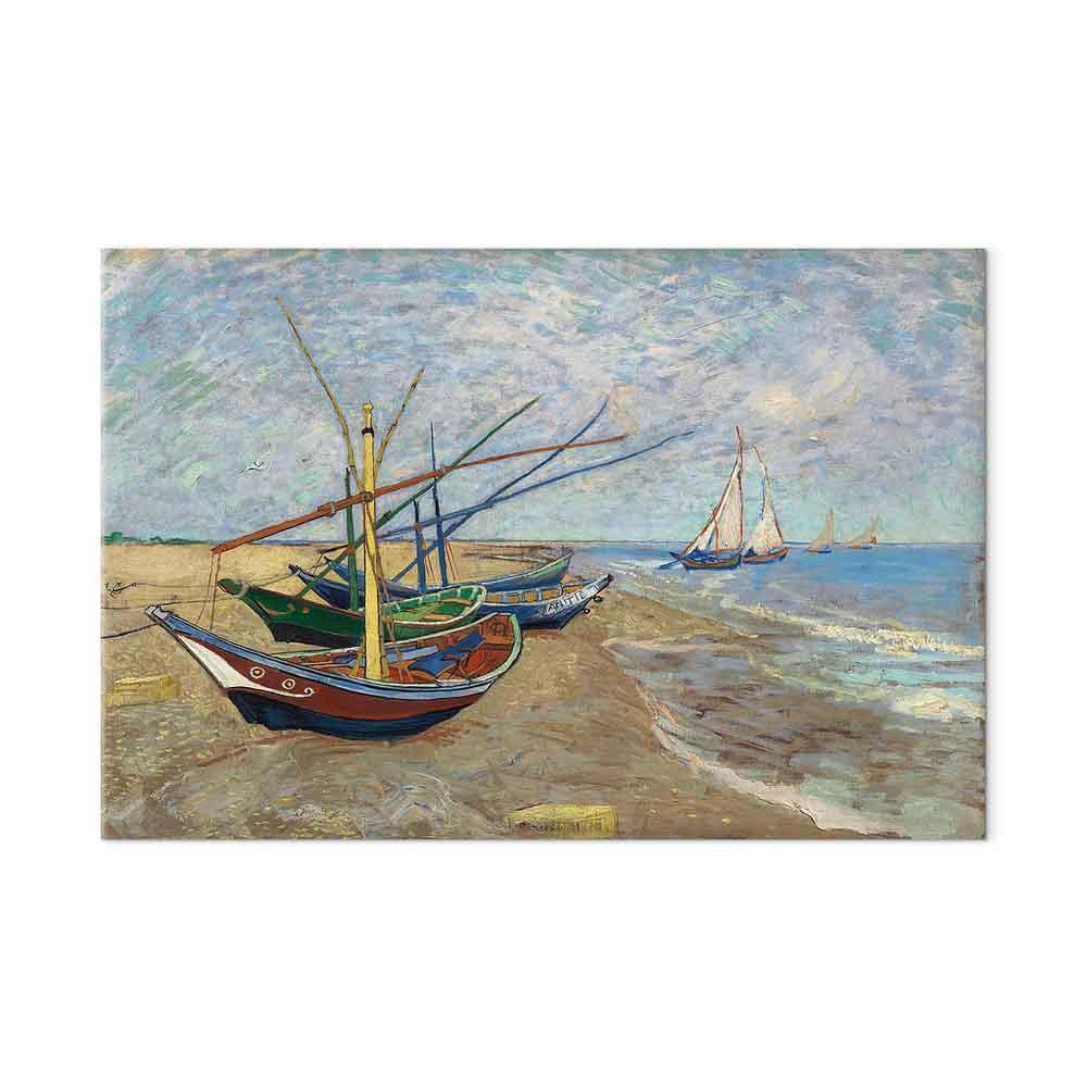 Leinwandbild - Vincent van Gogh – Fishing Boats on the Beach