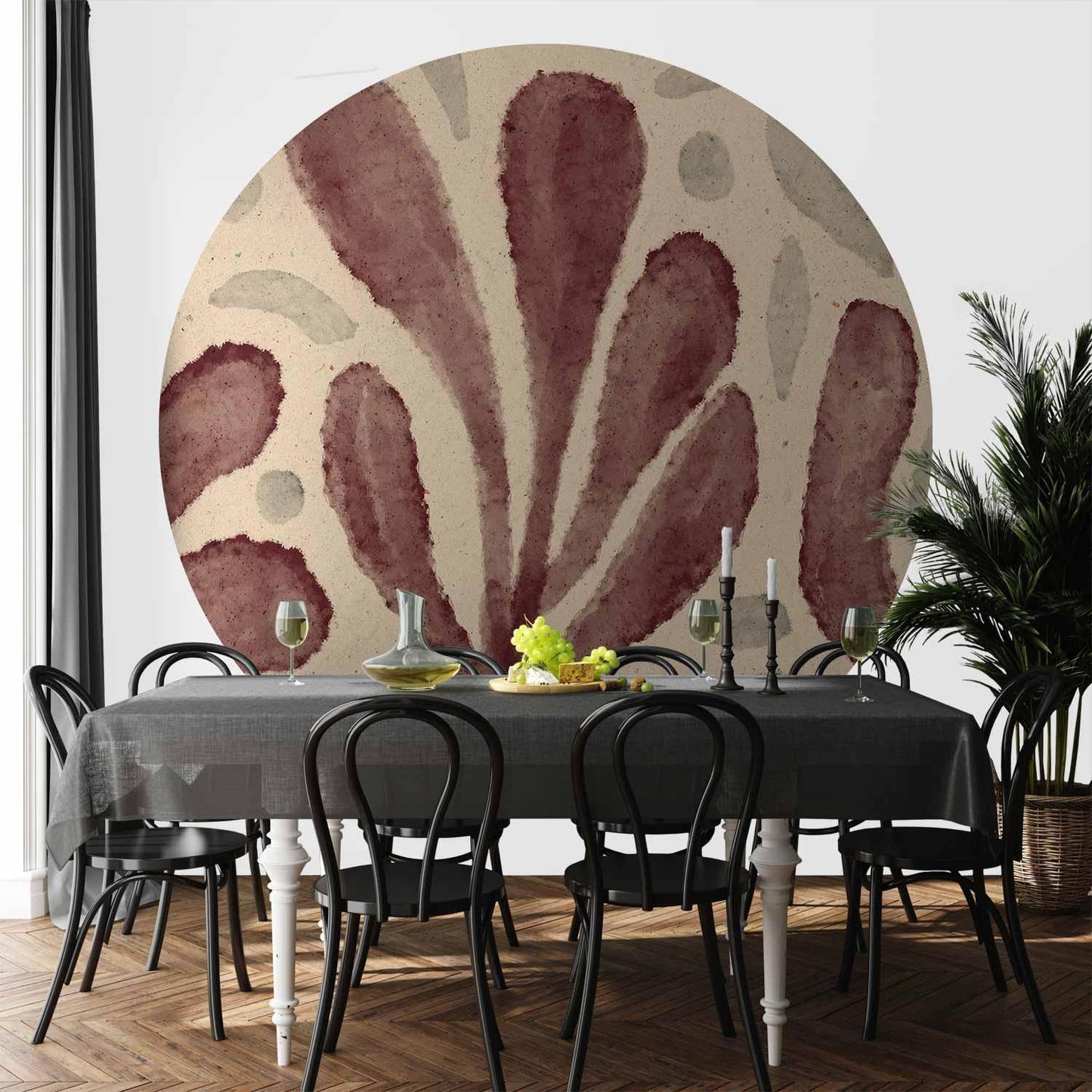 Runde Fototapete - Leaves and spots – large vibrant shapes inspired by Matisse