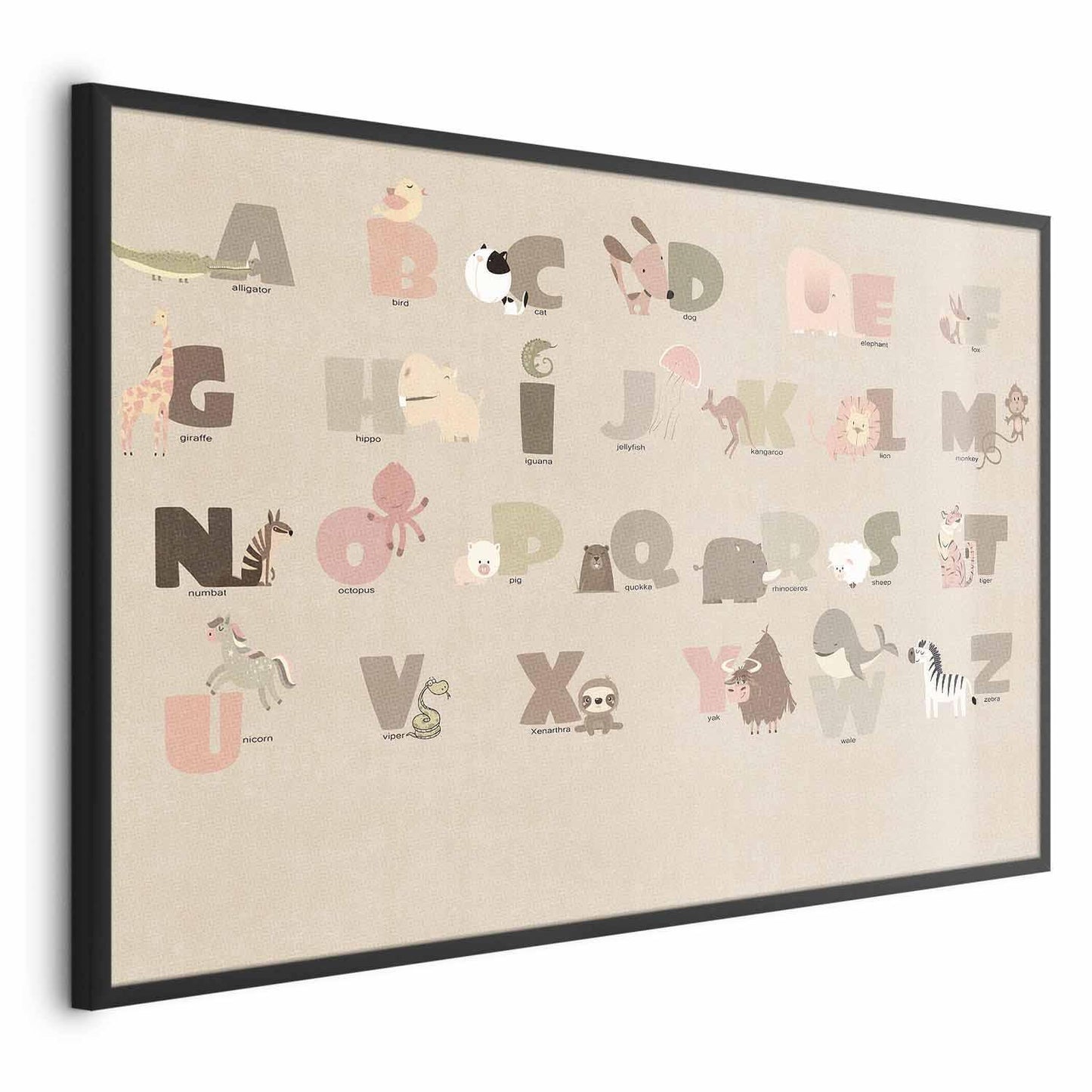 Poster - Beige Alphabet Artgeist