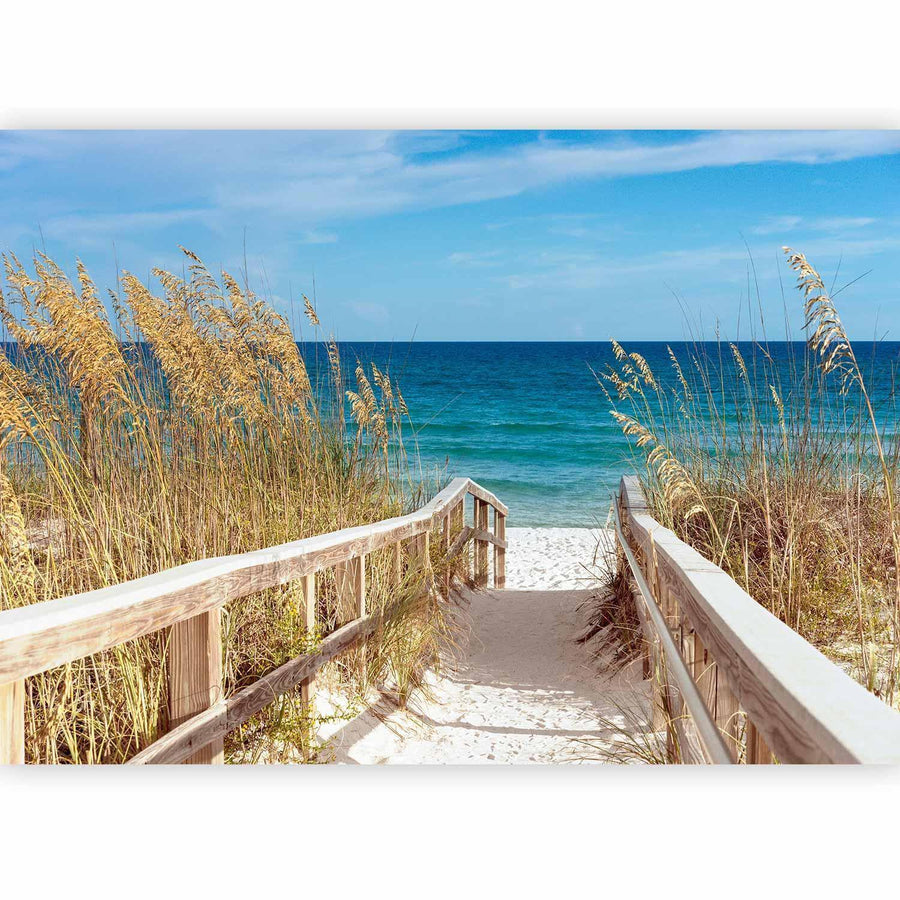 Helle Fototapete mit Sandstrand und Himmel

