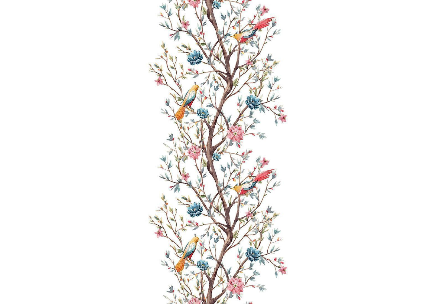 Tapete „Vögel auf blühendem Zweig“ – Elegantes Naturmotiv für deine Wand