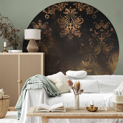 Runde Fototapete - Dark baroque patterns with gold accents