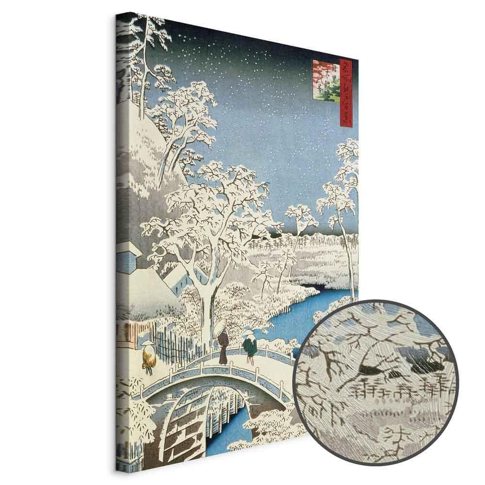 Leinwandbild - Utagawa Hiroshige – Drum bridge and Setting Sun Hill at Meguro