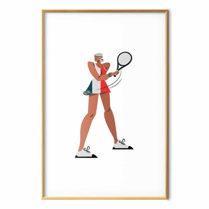 Poster - Tennis Player with a Racket on a White Background - Illustration