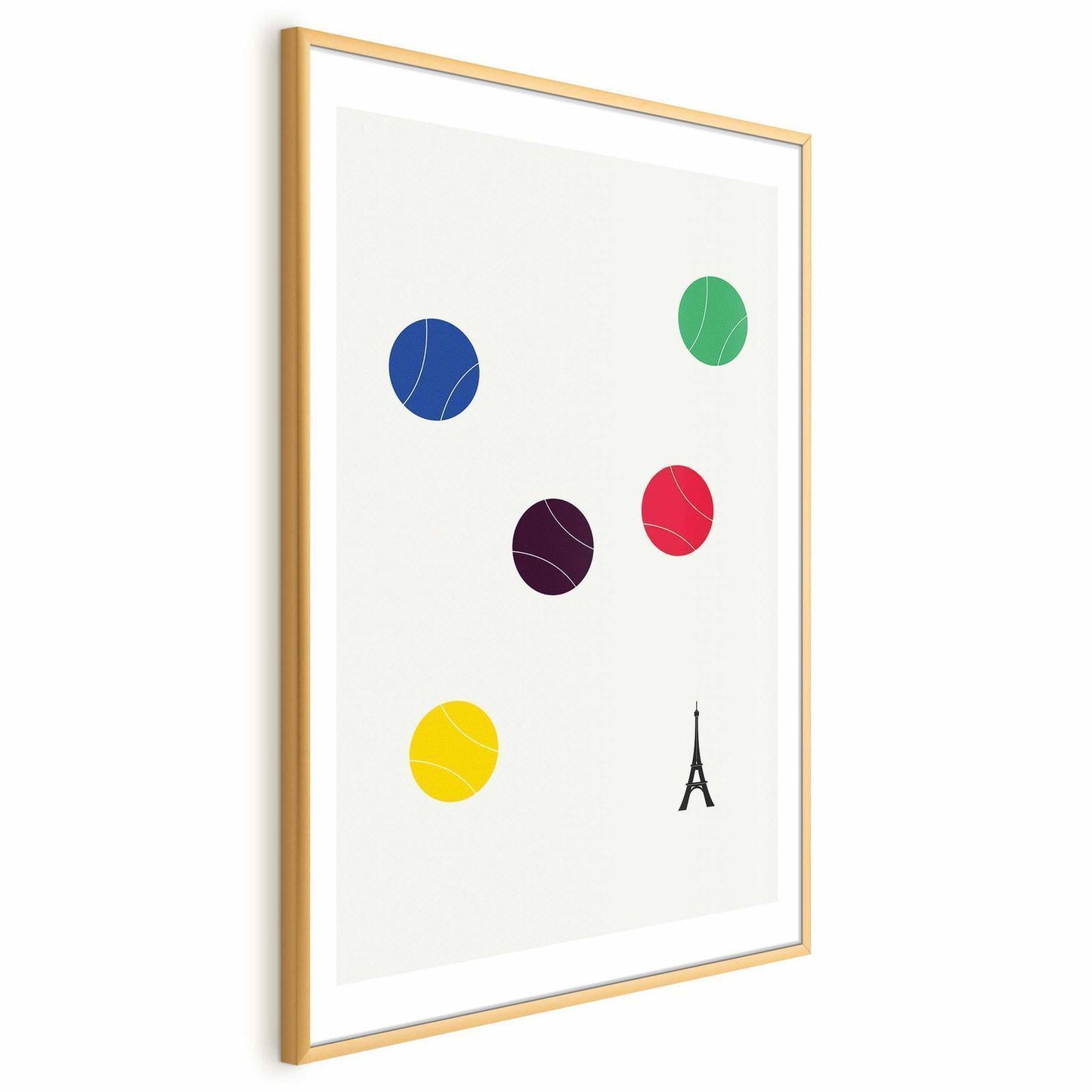 Poster - Eiffel Tower and Colorful Tennis Balls