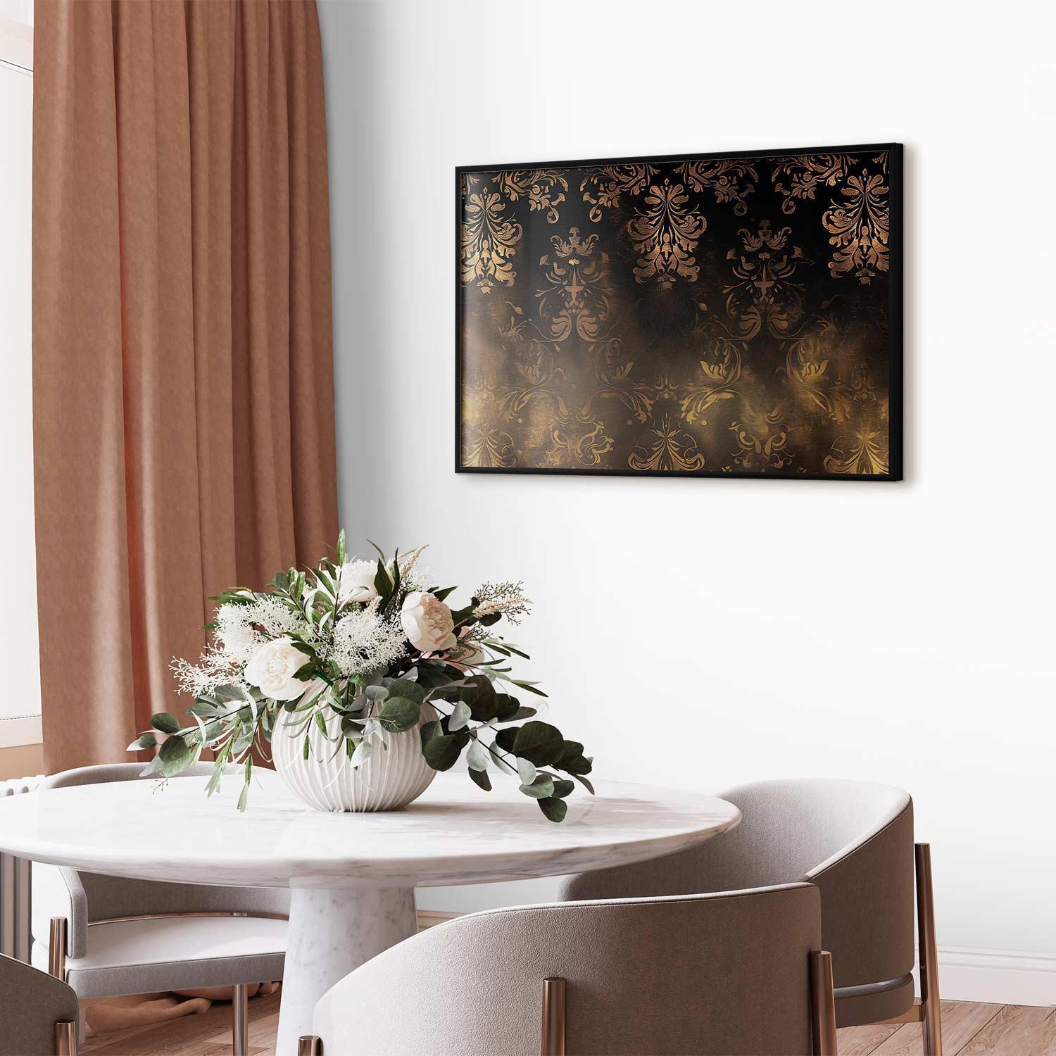 Poster - Dark Baroque Patterns with Golden Accents Artgeist