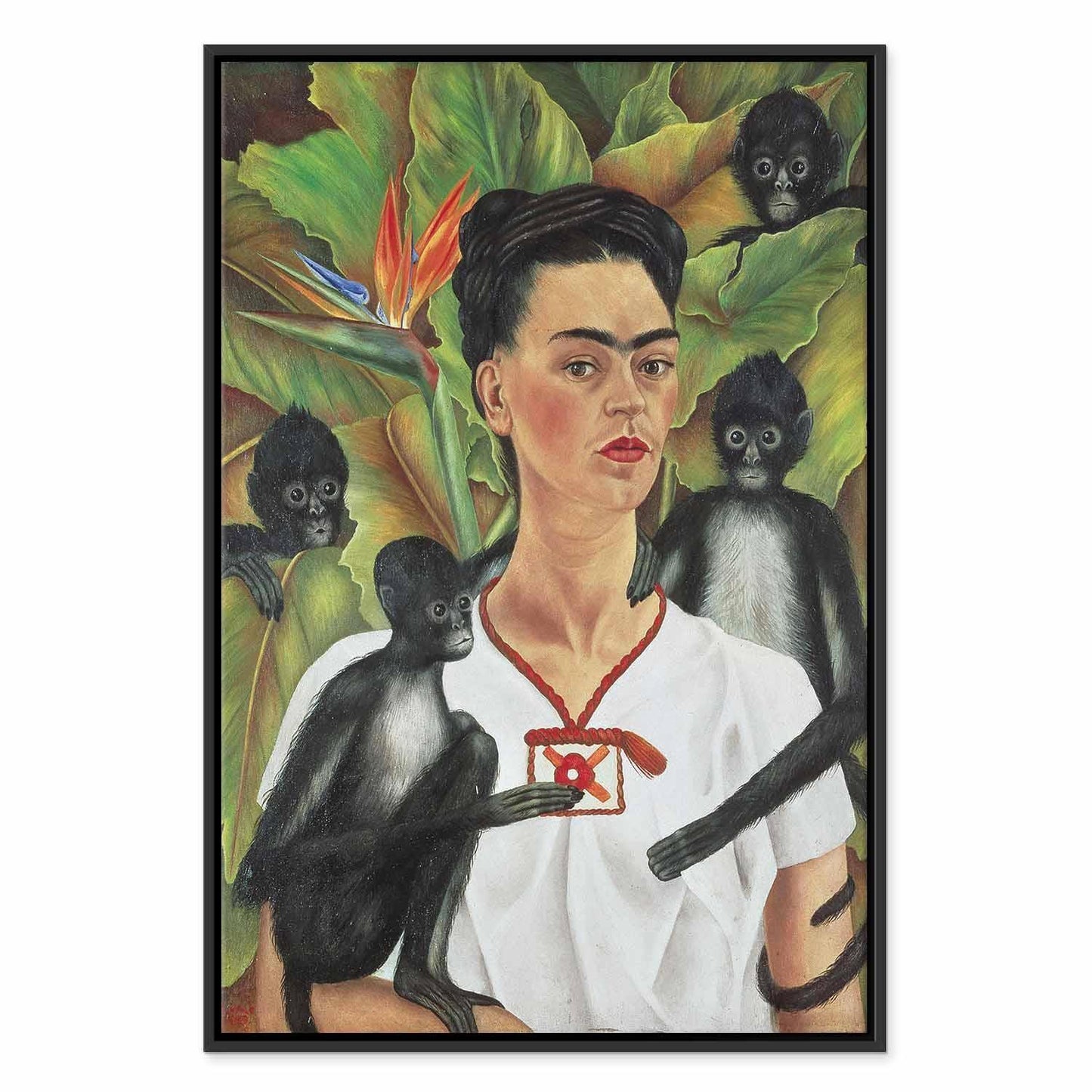 Leinwandbild - Frida Kahlo – Self-Portrait with Monkeys