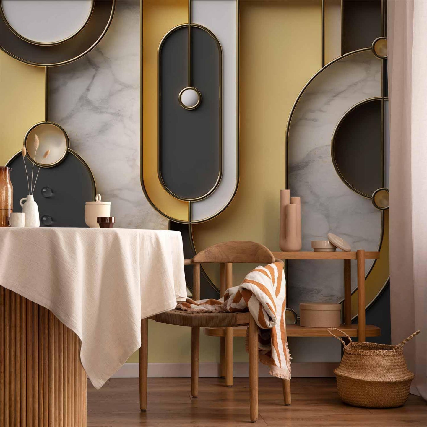 Fototapete - Gold-marble Geometric Pattern