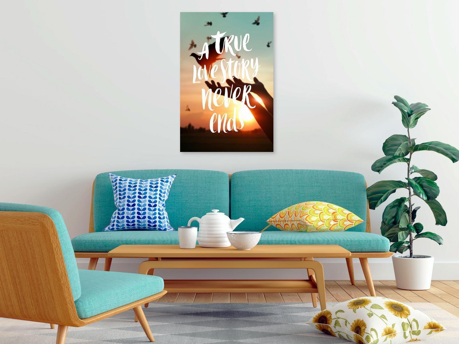 Leinwandbild - A True Love Story Never Ends (1 Part) Vertical Artgeist