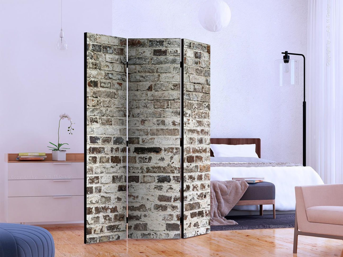 Paravent "Walls of Time" – Vintage-Mauern für stilvolle Raumgestaltung