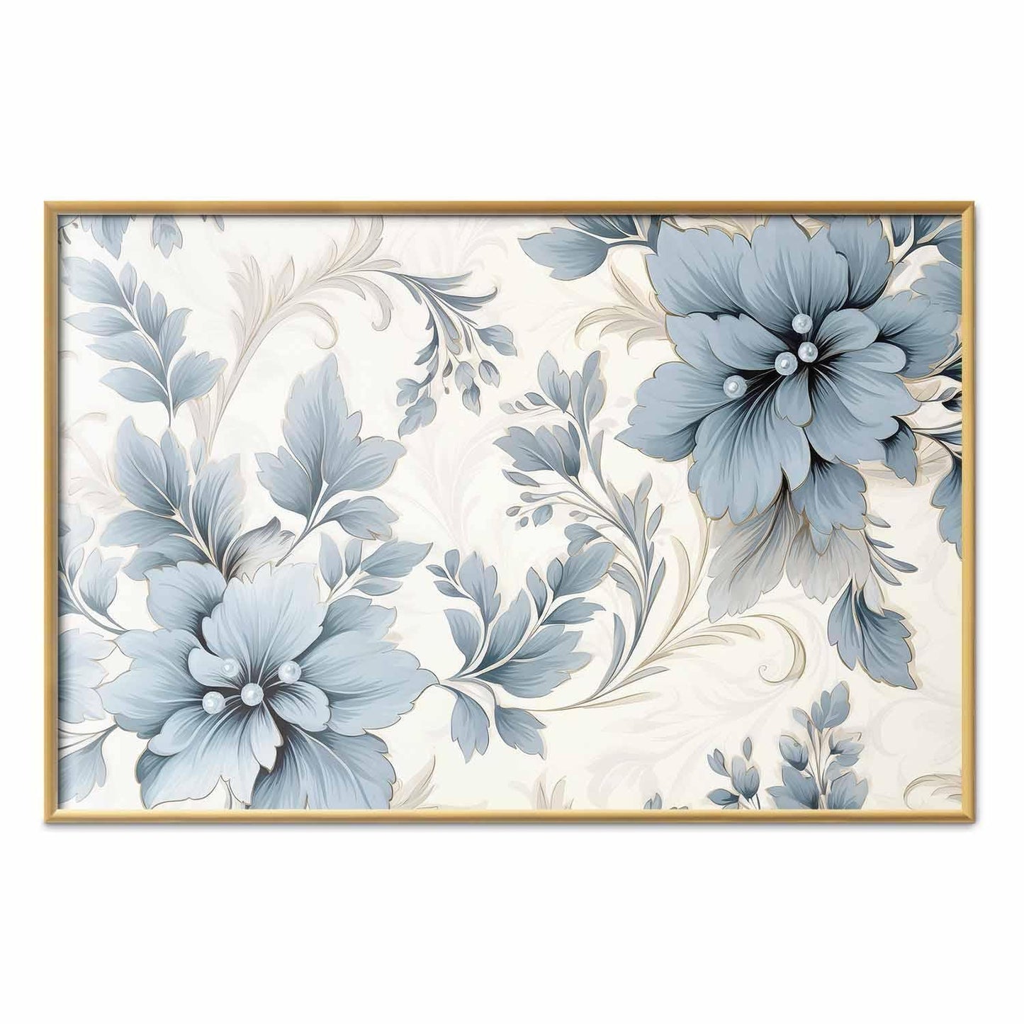 Poster - Turquoise Ornamental Retro Flowers