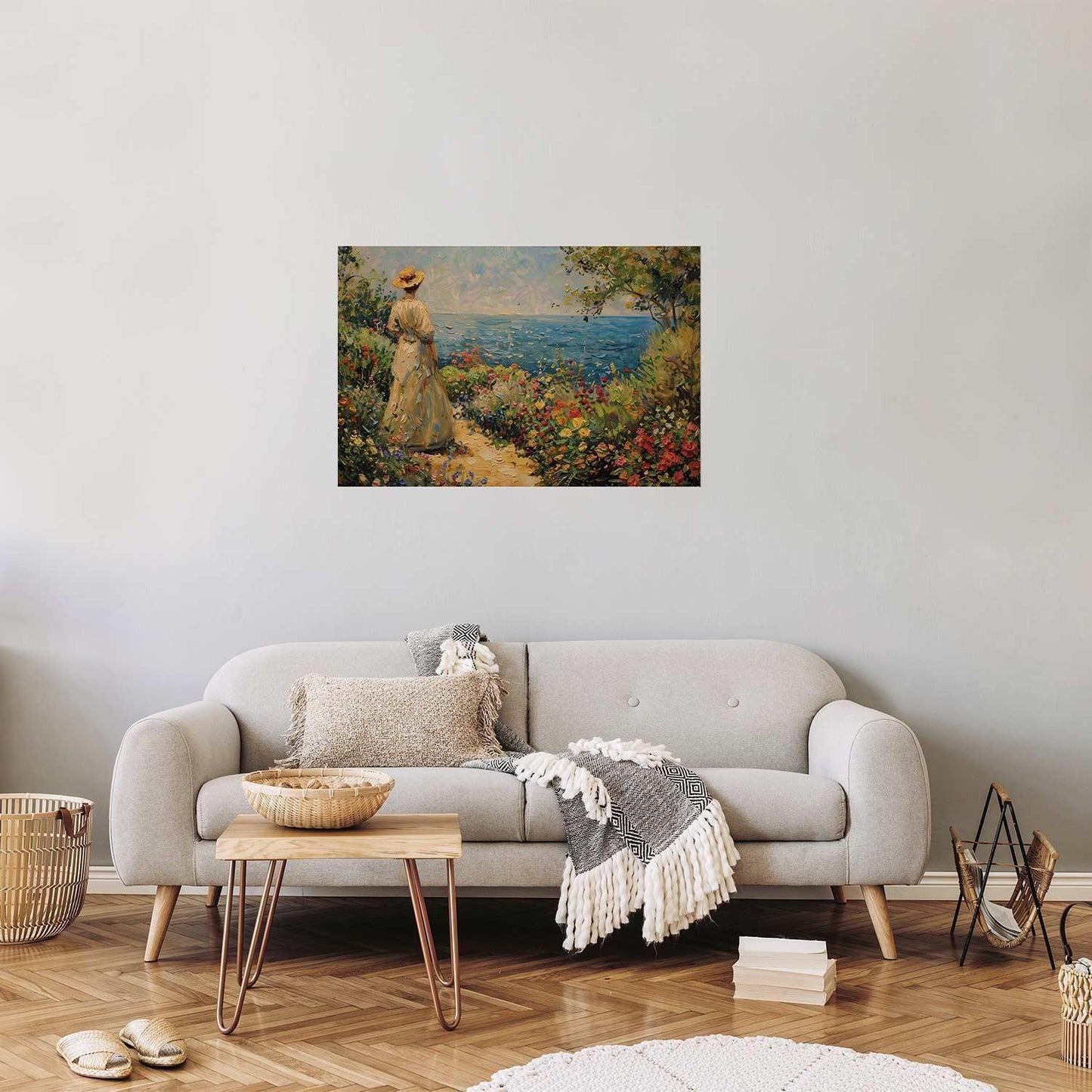 Poster - Nostalgic impression - a pensive woman contemplating