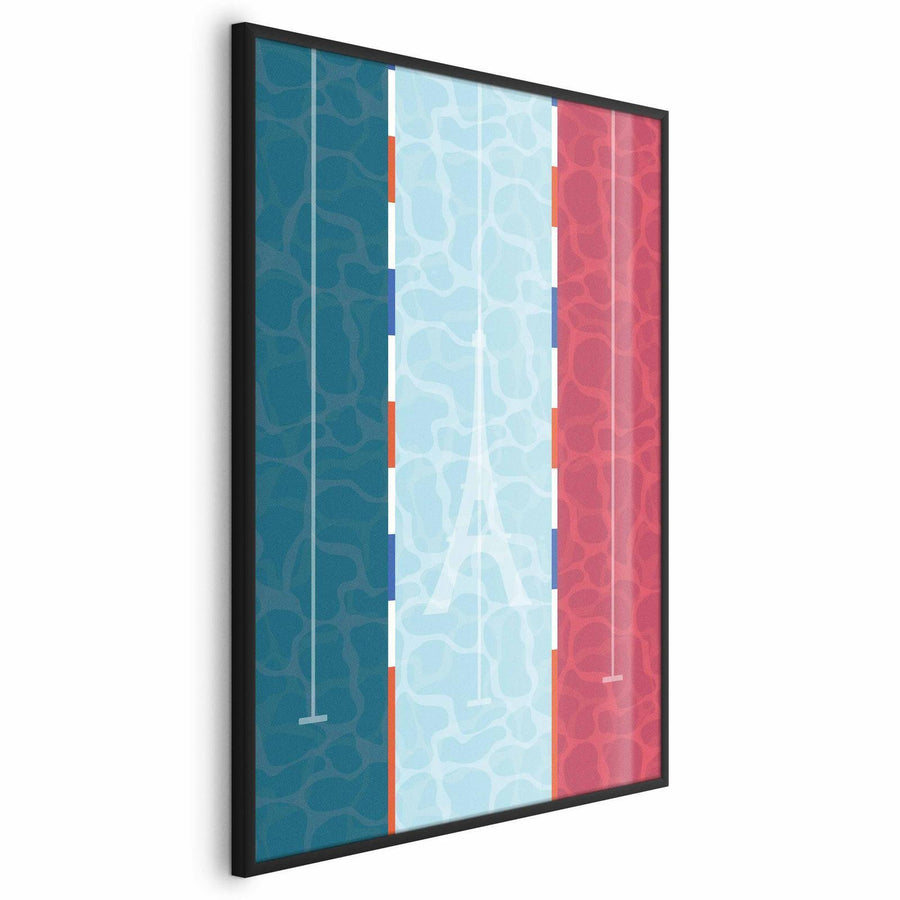 Poster - Illustration of a Pool Against the French Flag Artgeist