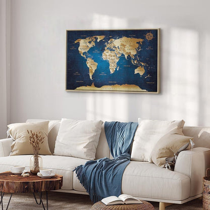 Leinwandbild - World Map: The Dark Blue Depths