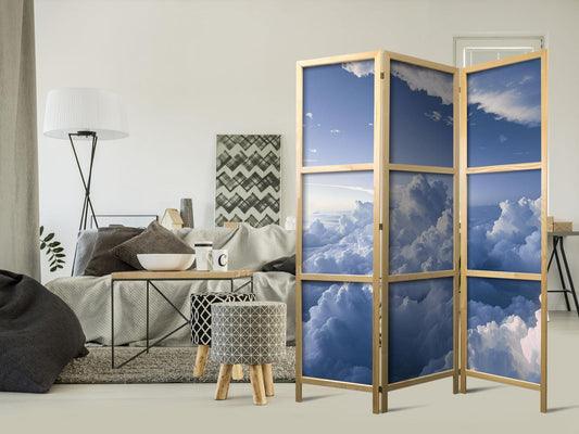 Japanischer Paravent - Aerial Landscapes: Rays Illuminating Fluffy Cloud Formations