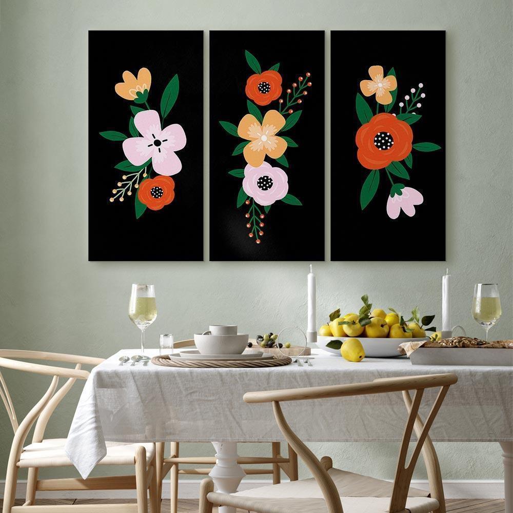 Leinwandbild - Colorful Bloom (3 Parts)