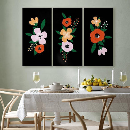 Leinwandbild - Colorful Bloom (3 Parts)