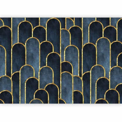 Fototapete Gold Navy Muster - Elegante Art Deco Wandgestaltung in Luxusfarben