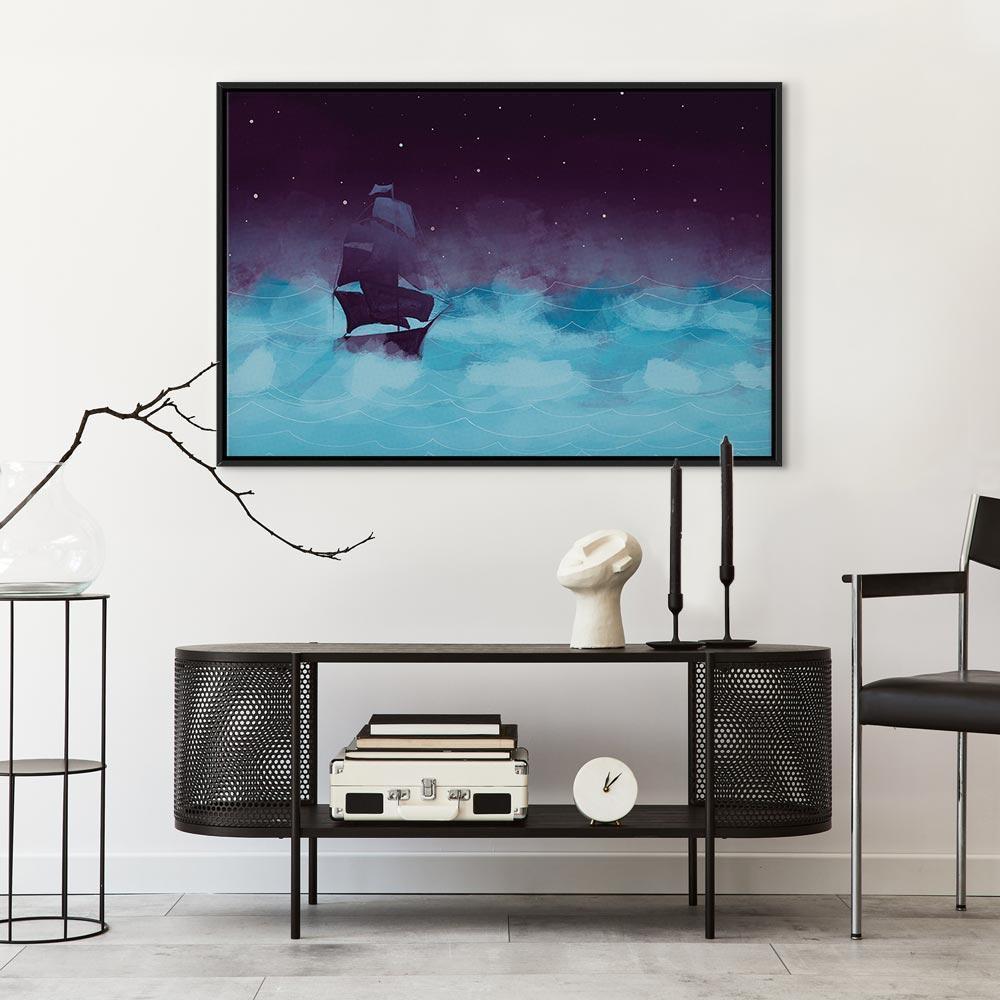 Leinwandbild - Night Waves (1 Part) Wide - Third Variant