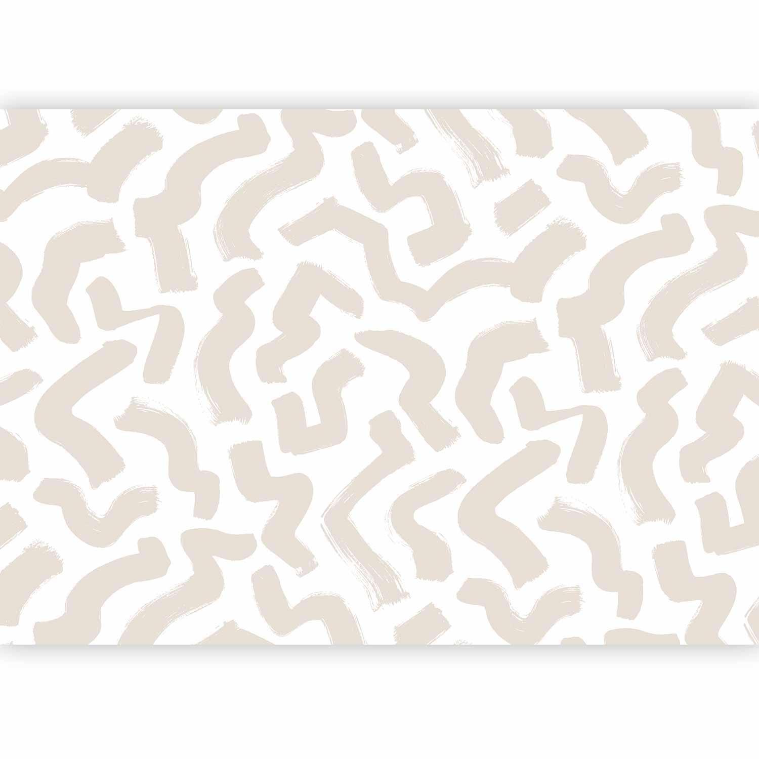 Fototapete - Abstract composition - beige patterns in shapes on a white background Artgeist
