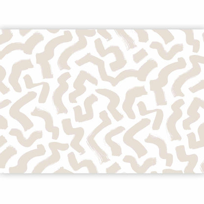 Fototapete - Abstract composition - beige patterns in shapes on a white background Artgeist