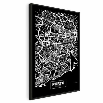 Leinwandbild - Negative Map: Porto (1 Part) Vertical