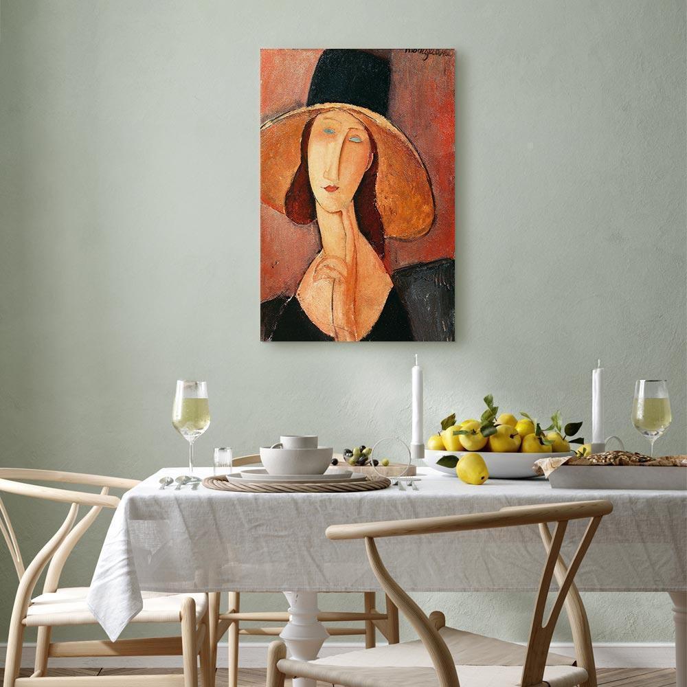 Leinwandbild - Amedeo Modigliani – Portrait of Jeanne Hebuterne in a Large Hat