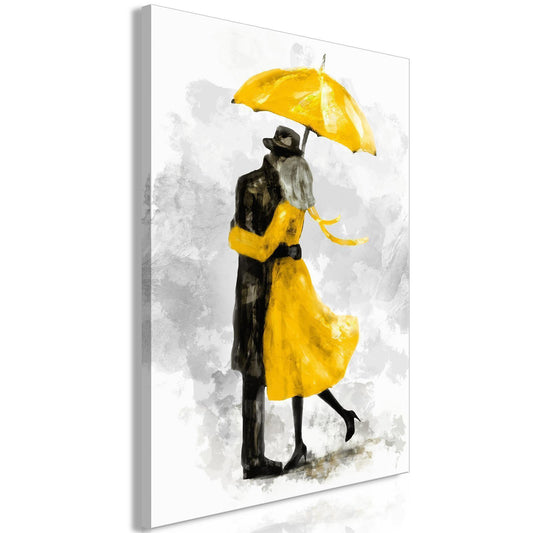 Leinwandbild - Under Yellow Umbrella (1 Part) Vertical Artgeist