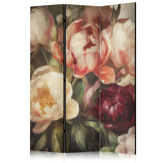 Paravent - Blooming Peonies - Charismatic Flowers Bathed in Sunlight Artgeist
