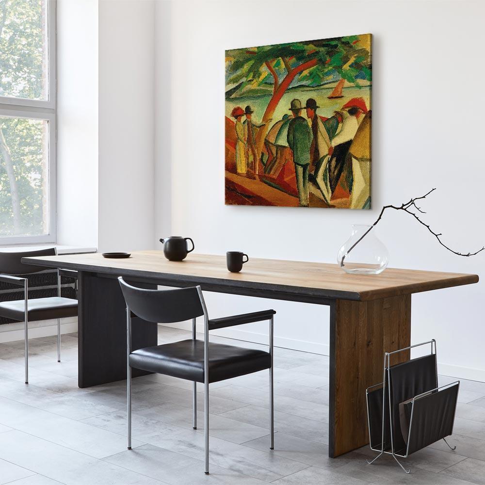 Leinwandbild - August Macke – Spaziergänger am See