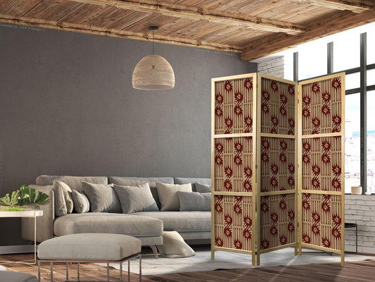 Japanischer Paravent - Predatory Streaks - Red Abstract Shapes Inspired by Tribal